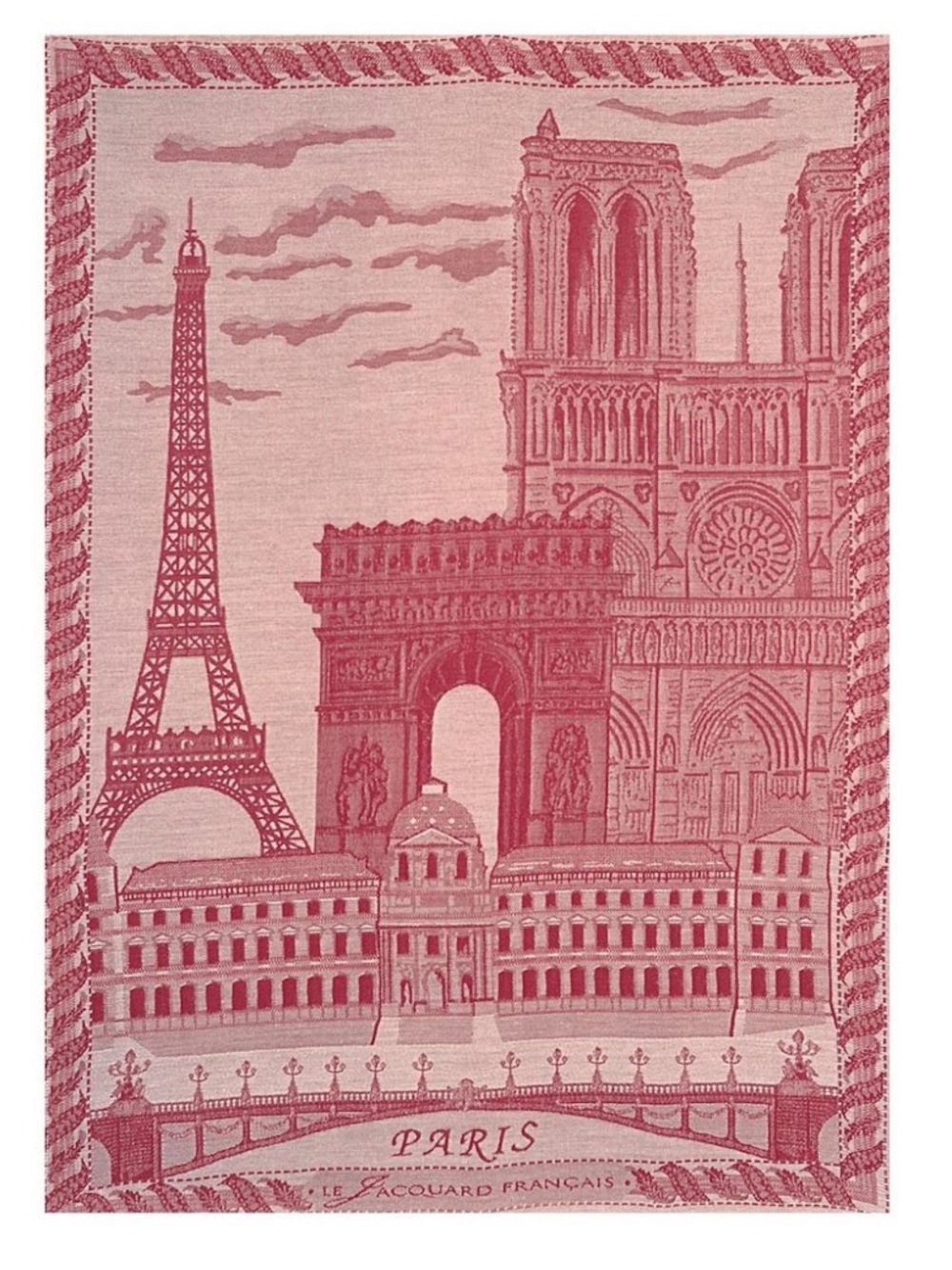 New Le Jacquard Francais Paris Cotton Dish Towel 60 x 80 cm Red Rectangular